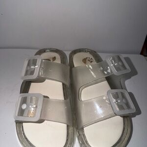Clear Double Buckle Sandals
